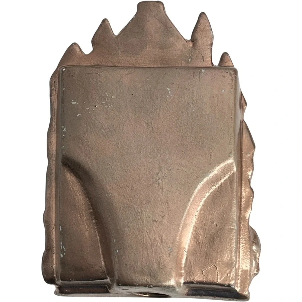 Vintage Copper Tone Ceramic Castle Photo Frame Card Holder Medieval Decor